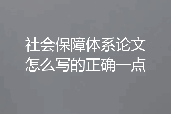 社会保障体系论文怎么写的正确一点