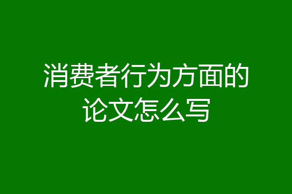 消费者行为方面的论文怎么写