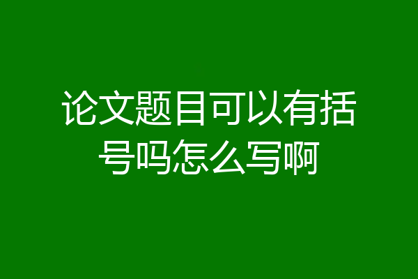 论文题目可以有括号吗怎么写啊