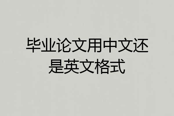 毕业论文用中文还是英文格式