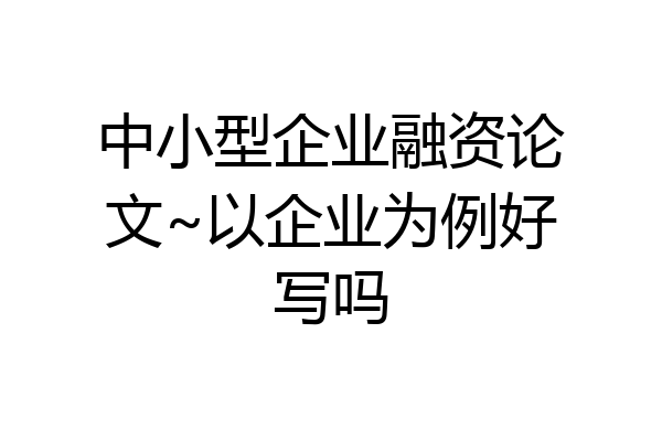 中小型企业融资论文~以企业为例好写吗