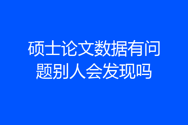 硕士论文数据有问题别人会发现吗