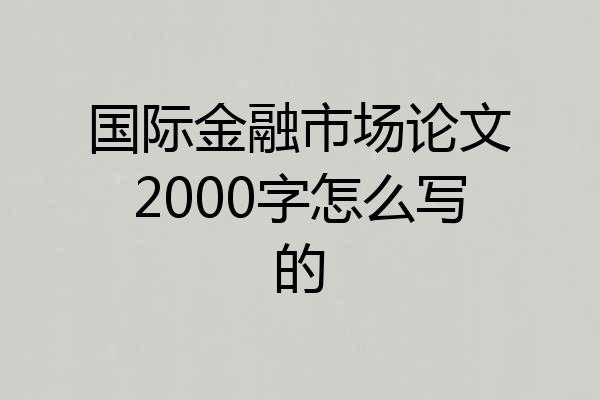 国际金融市场论文2000字怎么写的