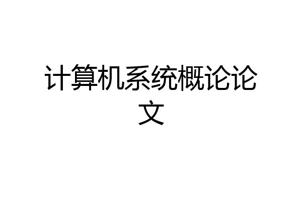 计算机系统概论论文