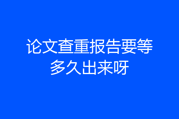 论文查重报告要等多久出来呀