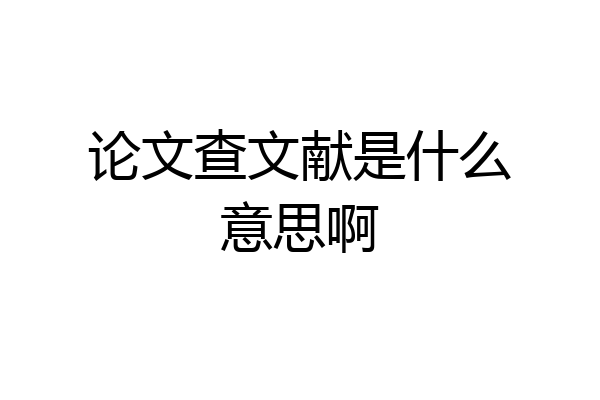 论文查文献是什么意思啊