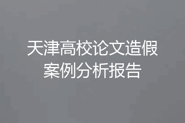 天津高校论文造假案例分析报告