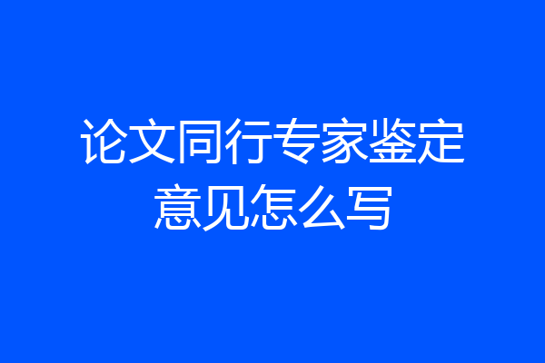 论文同行专家鉴定意见怎么写