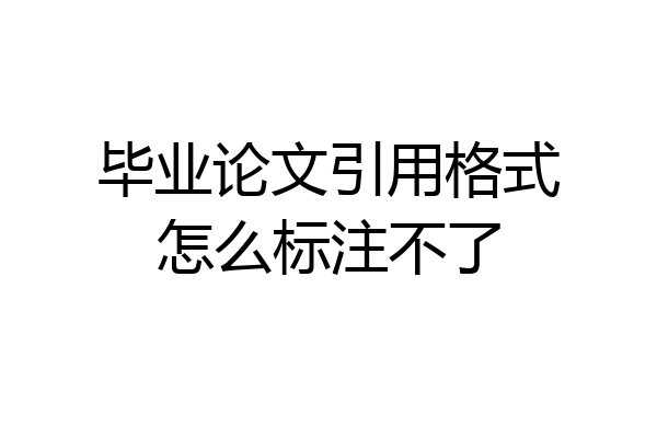 毕业论文引用格式怎么标注不了