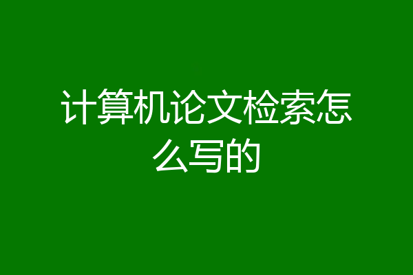 计算机论文检索怎么写的
