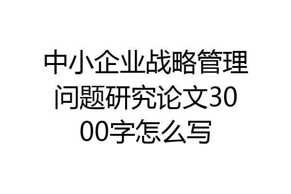 中小企业战略管理问题研究论文3000字怎么写