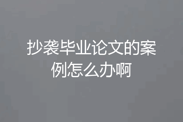 抄袭毕业论文的案例怎么办啊