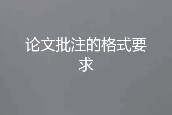 论文批注的格式要求