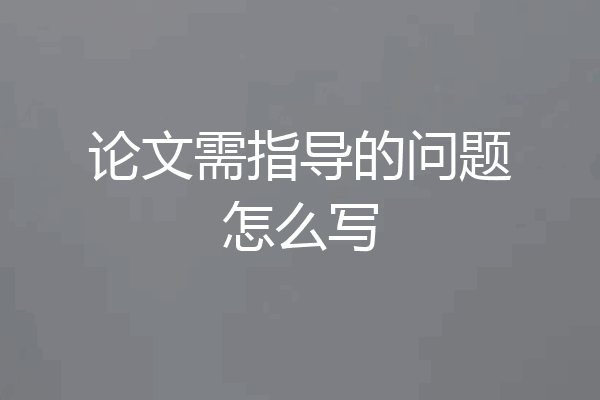 论文需指导的问题怎么写