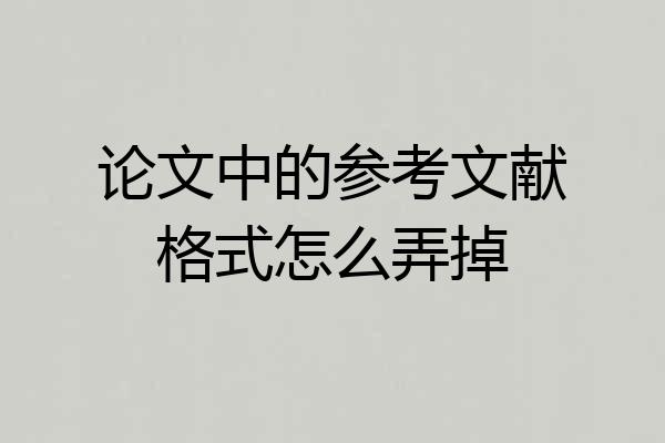 论文中的参考文献格式怎么弄掉
