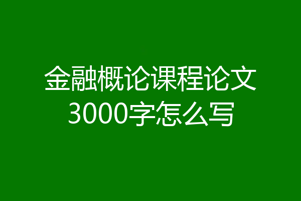 金融概论课程论文3000字怎么写