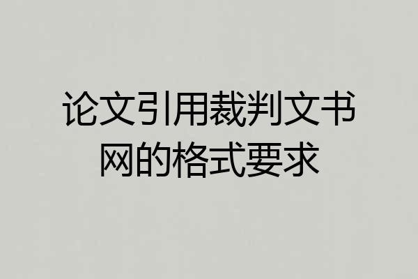 论文引用裁判文书网的格式要求