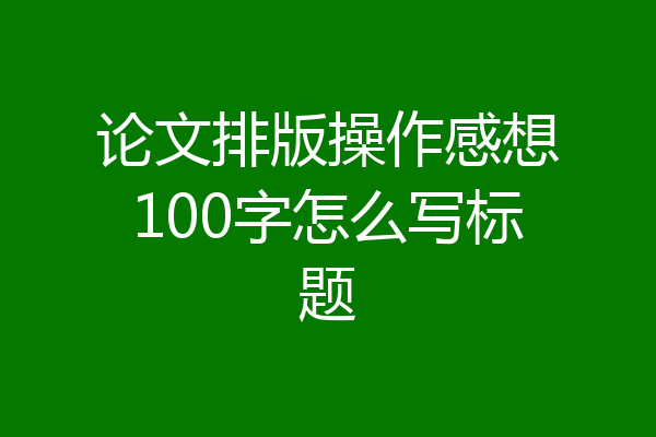 论文排版操作感想100字怎么写标题