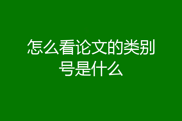 怎么看论文的类别号是什么