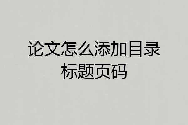论文怎么添加目录标题页码