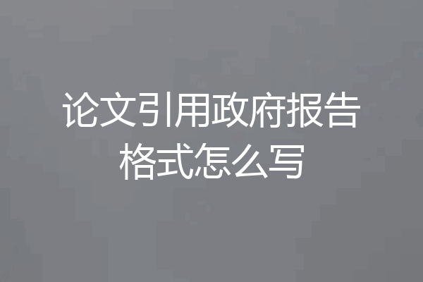 论文引用政府报告格式怎么写