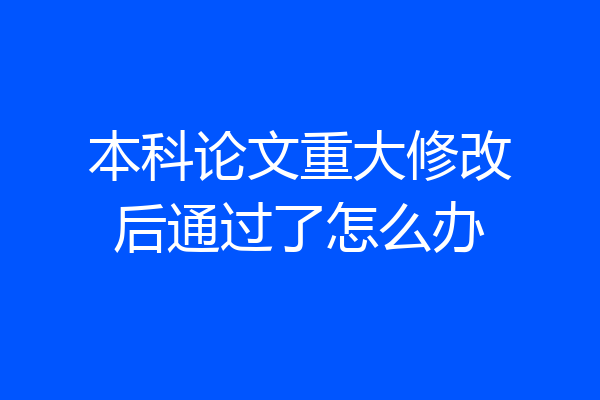 本科论文重大修改后通过了怎么办