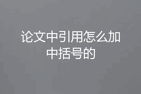 论文中引用怎么加中括号的