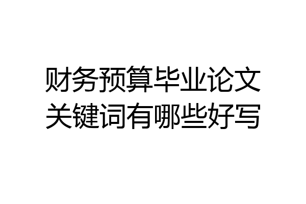 财务预算毕业论文关键词有哪些好写