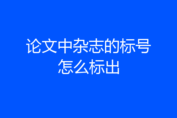 论文中杂志的标号怎么标出