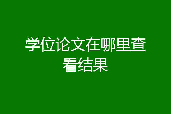 学位论文在哪里查看结果