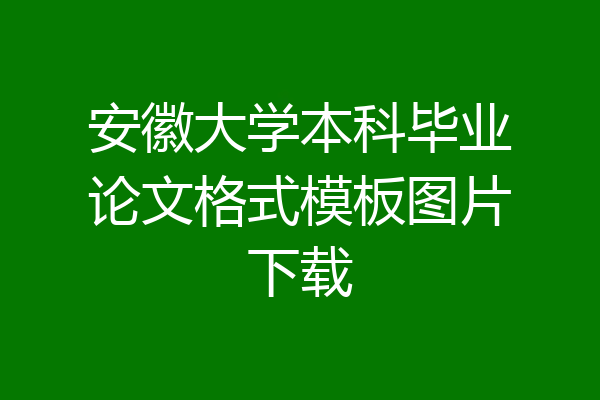 安徽大学本科毕业论文格式模板图片下载