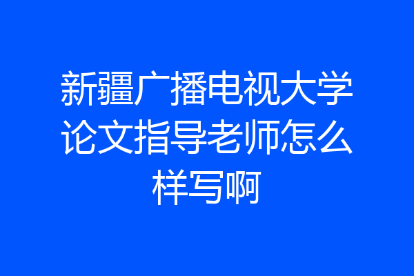 新疆广播电视大学论文指导老师怎么样写啊