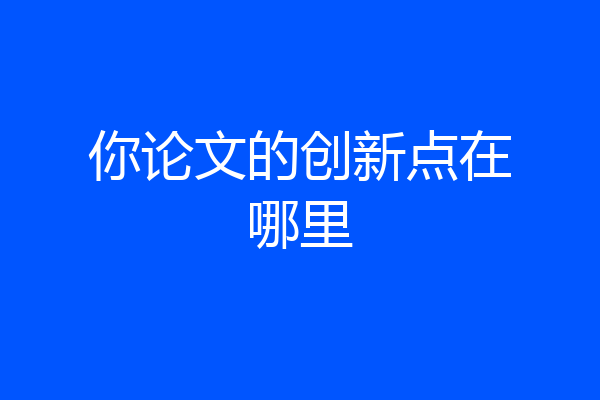 你论文的创新点在哪里