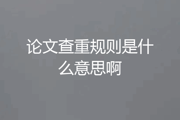论文查重规则是什么意思啊