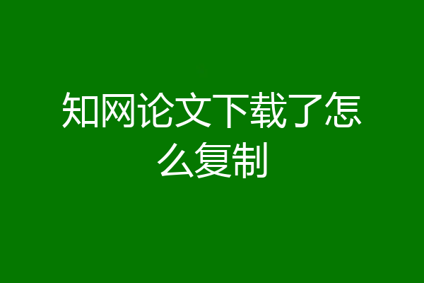 知网论文下载了怎么复制