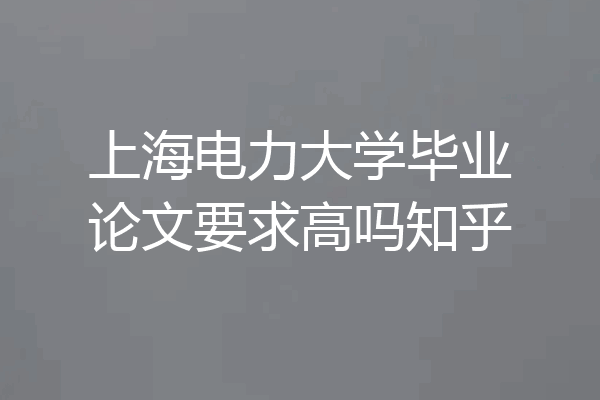 上海电力大学毕业论文要求高吗知乎
