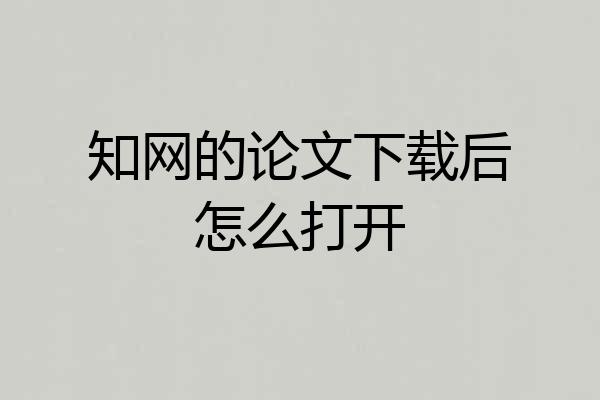知网的论文下载后怎么打开