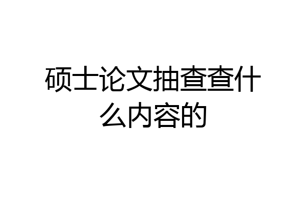 硕士论文抽查查什么内容的