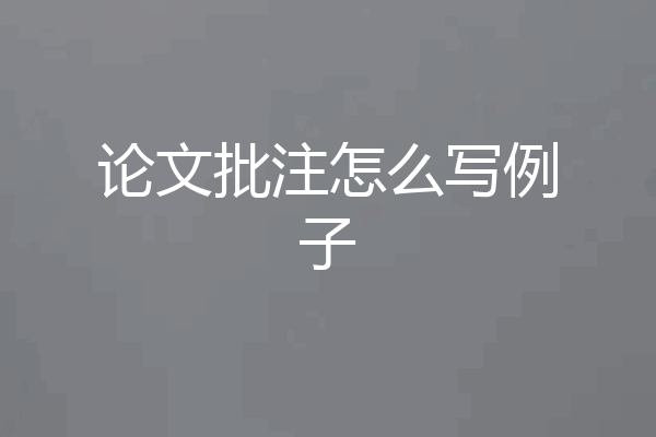 论文批注怎么写例子