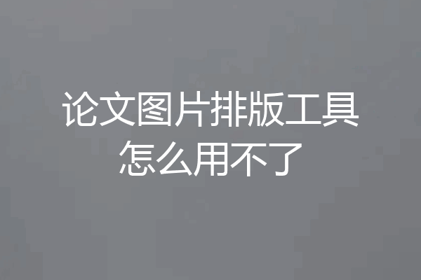论文图片排版工具怎么用不了