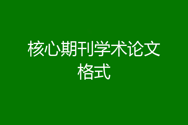 核心期刊学术论文格式