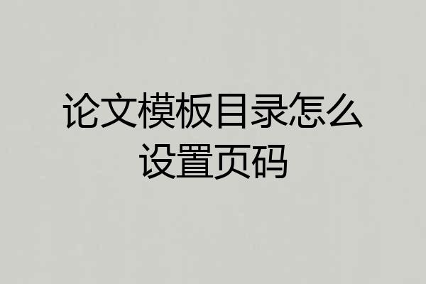 论文模板目录怎么设置页码