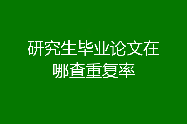 研究生毕业论文在哪查重复率