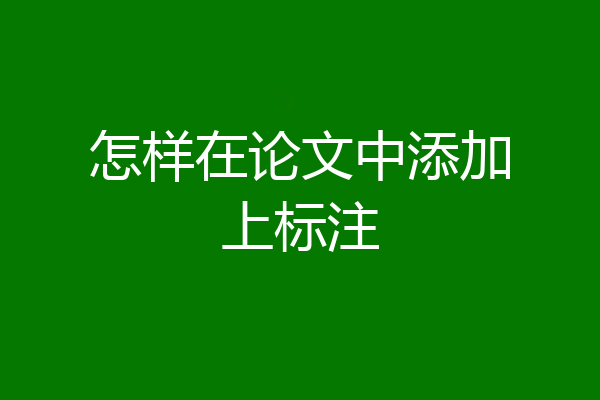 怎样在论文中添加上标注