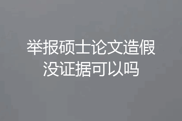 举报硕士论文造假没证据可以吗