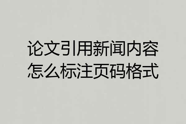 论文引用新闻内容怎么标注页码格式