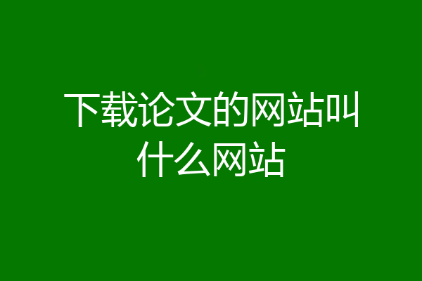 下载论文的网站叫什么网站