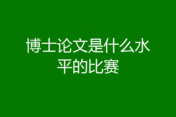 博士论文是什么水平的比赛