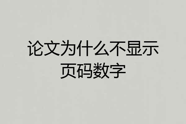 论文为什么不显示页码数字