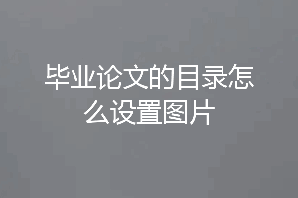 毕业论文的目录怎么设置图片